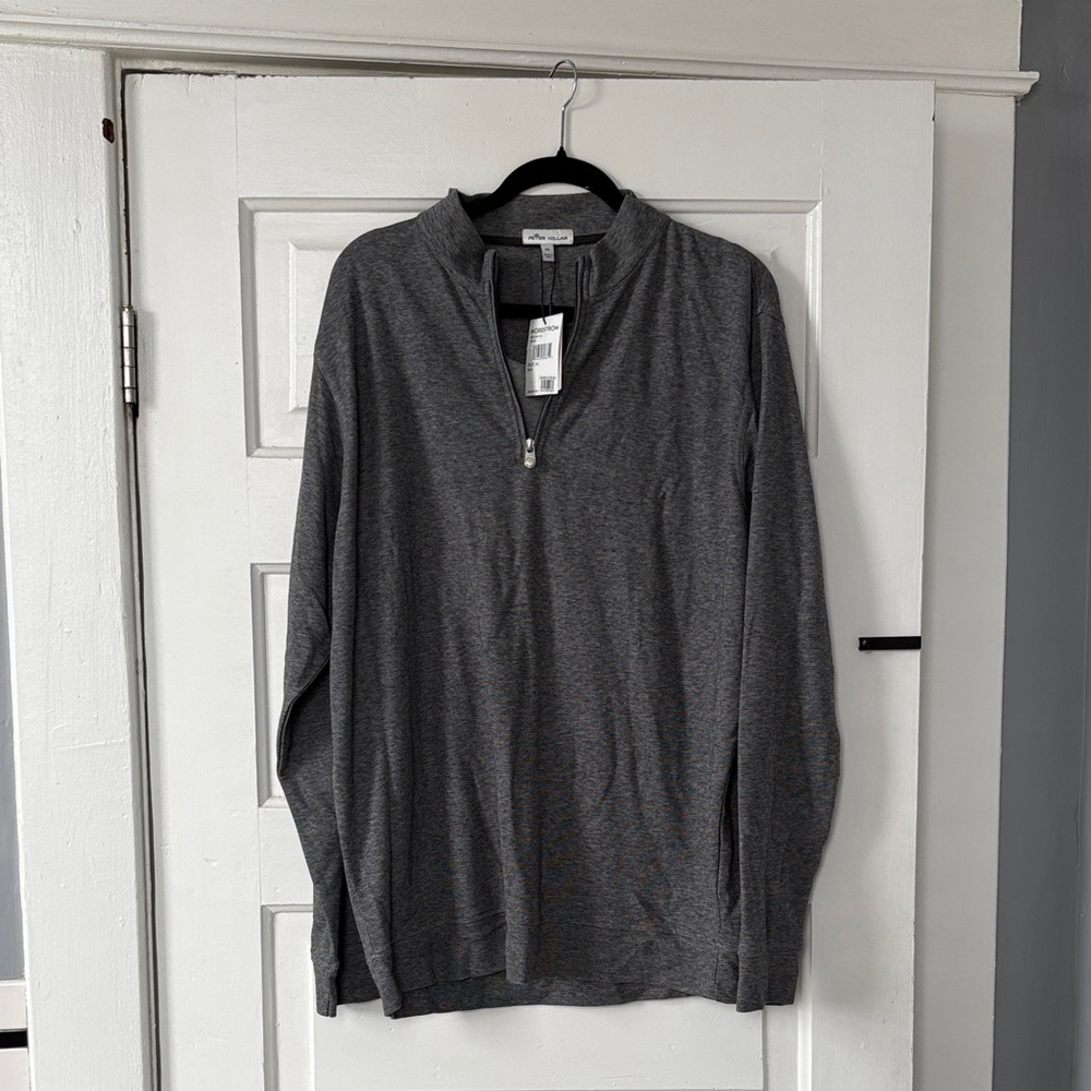 Peter Millar XL Gray Quarter-Zip Sweater (lightweight)